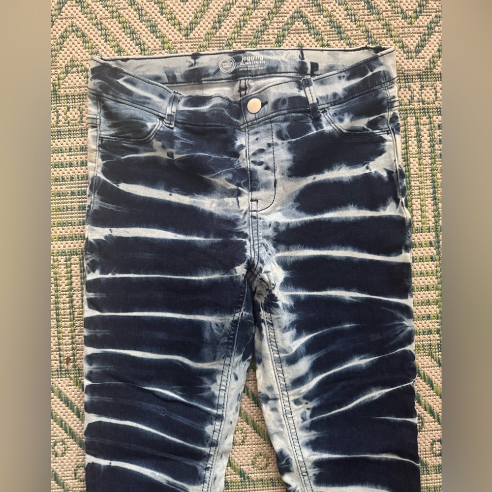 Wonder Nation Girls Tie Dye Denim Jeggings XL 14/16 Stretch Boho Jeans VGUC